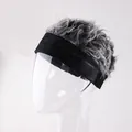 Hip-Hop-Mütze mit grauer Perücke und schwarzem elastischem Band für Herren - M (56-58cm) / Netz Schwarz + Grau