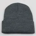Classic dark grey knit beanie featuring a wide ribbed cuff for autumn and winter warmth - Deep Heather Grey