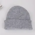 Classic grey cuffed beanie hat with soft knitted fabric for winter warm wear - Light Heather Grey
