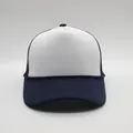 Classic navy blue and white mesh trucker hat with breathable fabric for outdoor sun protection - M (56-58cm) / Navy Blue + White