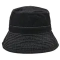 Unisex μαύρο τζιν καπέλο bucket με λευκές ραφές αντίθεσης για προστασία από τον ήλιο - M(56-58cm) / Στυλ Α-Μαύρο