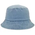 Detail view of light blue denim bucket hat showing reinforced brim stitching and metal eyelets - M(56-58cm) / Style B Light Blue