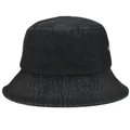 Close-up of black denim bucket hat texture featuring metal air vents and durable fabric - M(56-58cm) / Style B Black