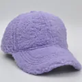 Detail shot of the thick lavender teddy fleece texture on a warm winter baseball cap - 52-54cm / Light Purple