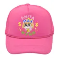 Détail de la casquette trucker rose avec impression cartoon Anita Max Wynn et filet - Fille - Tout Rose Rouge