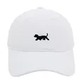 Weiße Vintage-Baseballkappe mit schwarzer Hundestickerei und gebogenem Schirm - Erwachsene 56-60cm / Weiß