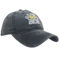 Dark gray washed cotton baseball cap with yellow 65th birthday embroidery in 45-degree view - 65 Years Style / Washed Black
