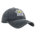 Dark grey washed cotton baseball cap with 70th birthday embroidery on a white background - 70th Birthday Style / Washed Black