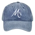 Washed navy blue baseball cap with white embroidered Mr. cursive lettering design - Adult Size (56-60cm) / Mr. Style / Navy Blue