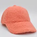 Kids warm coral fleece baseball cap featuring a soft fuzzy texture and curved brim - 52-54cm / Orange