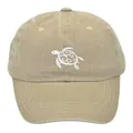 Classic washed khaki baseball cap featuring white turtle embroidery and vintage style - Adult - Adjustable / Khaki
