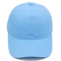 Macro detail of the sky blue cotton baseball cap showing ventilation eyelets and seams - One Size / Sky Blue