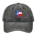 Washed charcoal gray baseball cap featuring Texas flag state map embroidery - Adult 56-60cm / Black