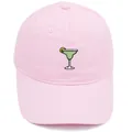 Pink cotton baseball cap with Margarita cocktail embroidery and curved brim for summer - Adult 56-60cm / Pink