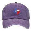 Dettaglio del ricamo della bandiera del Texas su berretto in cotone viola lavato - Adulto 56-60cm / Viola