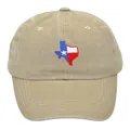 Dettaglio del ricamo della bandiera del Texas su cappello in cotone kaki lavato - Adulto 56-60cm / Kaki
