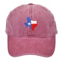 Berretto da baseball vintage bordeaux con ricamo bandiera del Texas in cotone lavato - Adulto 56-60cm / Borgogna