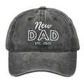 Washed dark grey baseball cap with white New DAD EST. 2025 3D embroidery detail - EST.2025DAD / Black