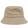 Detail shot of khaki cotton bucket hat brim showing parallel reinforced stitching - 56-58cm / Khaki