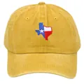 Berretto da baseball giallo in cotone lavato con ricamo bandiera del Texas e stile vintage - Adulto 56-60cm / Giallo