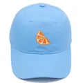Casquette de baseball en coton bleu clair avec broderie orange et visière courbée - Adulte 56-60cm / Bleu ciel