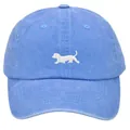 Washed blue vintage baseball cap with white dachshund puppy embroidery detail - Adult 56-60cm / Light Blue