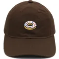 Casquette de baseball marron foncé en coton avec broderie donut et visière courbée sport - Adulte 56-60cm / Café
