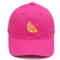 Casquette de baseball rose en coton avec broderie d'orange et couronne souple - Adulte 56-60cm / Rose rouge