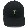 Berretto da baseball nero in cotone con ricamo cocktail Margarita per la protezione solare - Adulto 56-60cm / Nero
