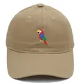 Khaki baseball cap featuring colorful parrot embroidery and reinforced curved brim - Khaki / Adult 56-60cm