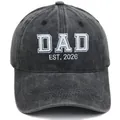 Berretto da baseball vintage grigio scuro in cotone con ricamo 3D bianco DAD EST. 2026 - M (56-58cm) / DAD-Nero