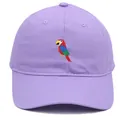 Macro detail of high-quality parrot embroidery on lavender cotton baseball cap crown - Light Purple / Adult 56-60cm