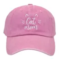 Casquette de baseball en coton rose délavé avec broderie Cat Mom et motif d'oreilles - Adulte - Réglable / Rose Clair