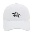 Berretto da baseball bianco lavato con ricamo di tartaruga nera sulla parte frontale - Adulto - Regolabile / Bianco