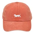 Vintage washed orange baseball cap featuring detailed white dog embroidery for unisex - Adult 56-60cm / Orange
