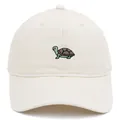Off-white cotton baseball cap featuring a cute cartoon turtle embroidery on the front - 56-60cm / Beige