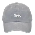 Washed grey vintage baseball cap featuring a white dog embroidery on the front - Adult 56-60cm / Gray