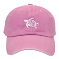 Pink washed cotton baseball cap featuring white turtle embroidery and retro vintage style - Adult - Adjustable / Light Pink