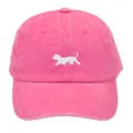 Washed pink vintage baseball cap featuring white dachshund embroidery on front - Adult 56-60cm / Rose Red