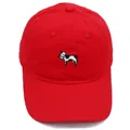 Classic red cotton baseball cap featuring a detailed black and white cow embroidery - Adult 56-60cm / Red