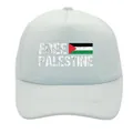 Light blue Free Palestine trucker hat with mesh back and flag print design - Adult - Adjustable / White