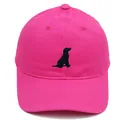 Classic pink cotton baseball cap with a black dog silhouette embroidery on the front - Rose Red