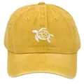 Mustard yellow washed cotton baseball cap featuring a white turtle embroidery on the front - Adult - Adjustable / Yellow