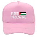 Pink Palestine mesh trucker hat featuring Free Palestine print and flag on front - Adult - Adjustable / All Pink