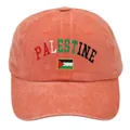Vintage orange washed cotton baseball cap with Palestine flag embroidery detail - Orange / Adult 56-60cm