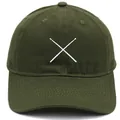 Casquette de baseball vert olive avec broderie blanche et design minimaliste à six pans - Adulte - Réglable / Vert Militaire