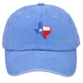 Distressed washed denim blue baseball cap with embroidered Texas state flag map logo - Adult 56-60cm / Light Blue
