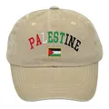 Khaki Palestine embroidered baseball cap with flag detail in vintage washed cotton - Khaki / Adult 56-60cm