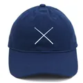 Détail de la casquette de baseball en coton bleu marine avec broderie blanche et texture - Adulte - Réglable / Bleu marine