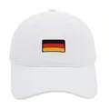 White cotton baseball cap with Germany flag embroidery and adjustable curved brim - White